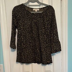 Michael Kors Black and Brown Leopard Blouse